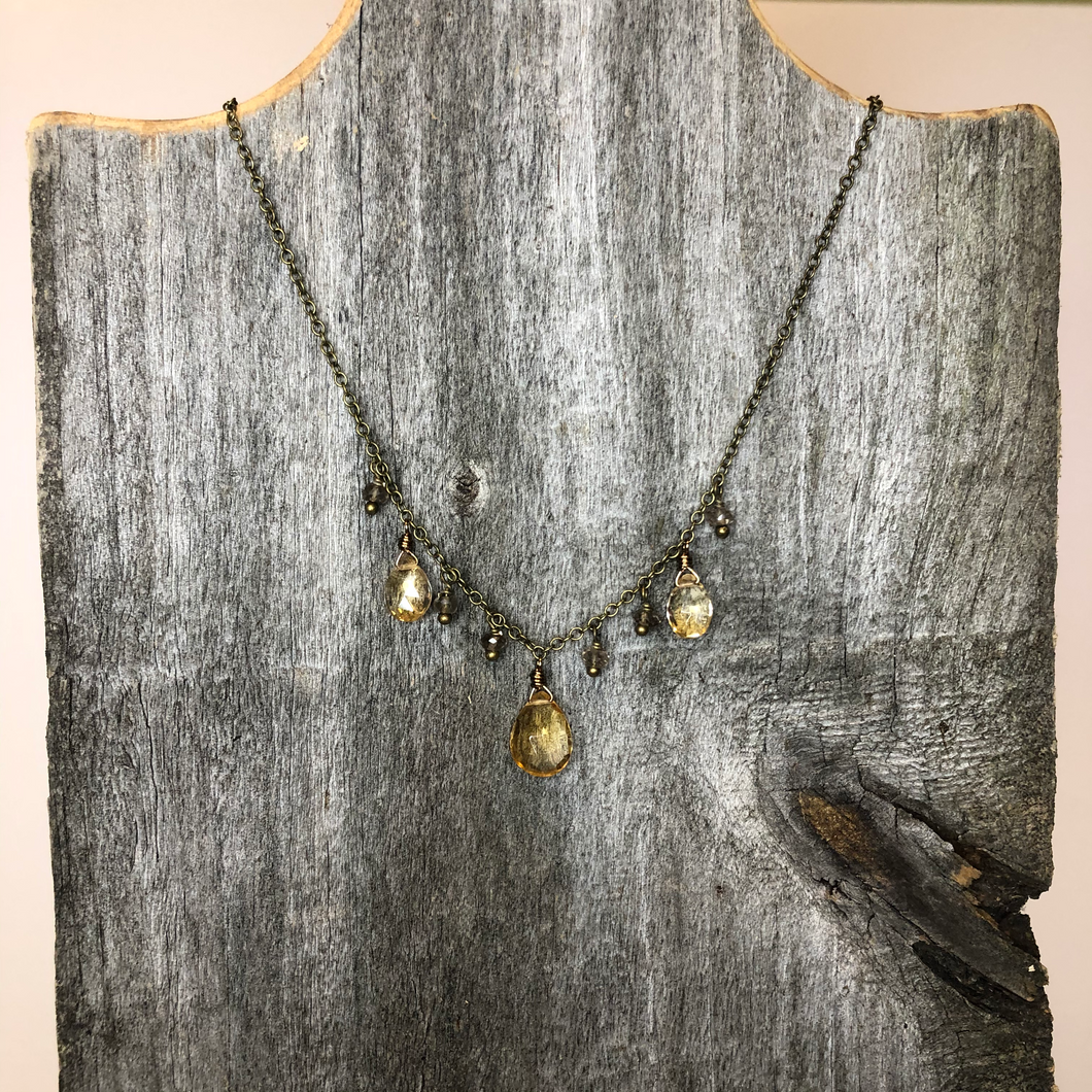 Citrine Goddess & Smoky Quartz Necklace