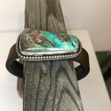 Load image into Gallery viewer, Parrot Wing Chrysocolla &amp; Leather Cuff
