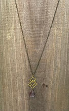 Load image into Gallery viewer, Coffee Moonstone Hammered Geometric Necklace
