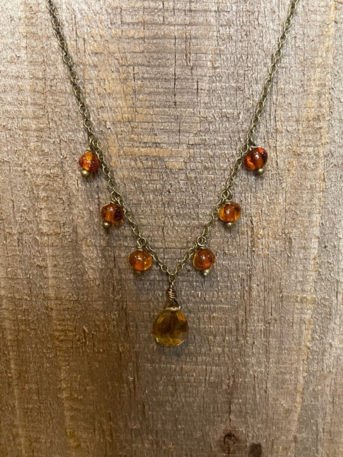 Beer Quartz & Baltic Amber Necklace