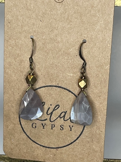 Coffee Moonstone Drop Earrings