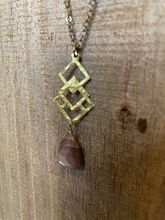 Load image into Gallery viewer, Coffee Moonstone Hammered Geometric Necklace
