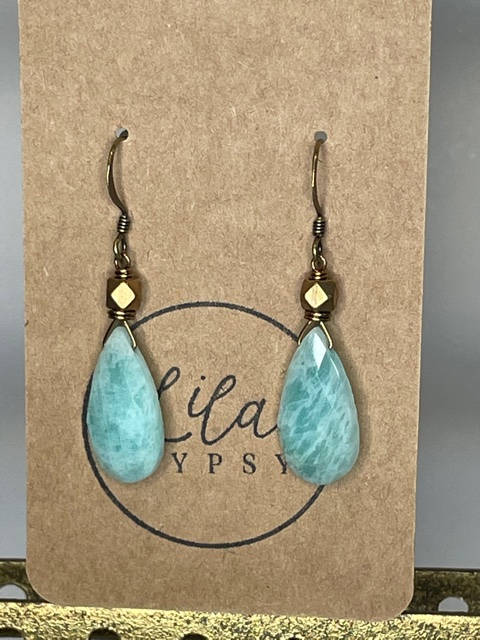 Amazonite Pear-Shaped Earrings