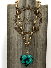 Load image into Gallery viewer, Vintage Gold Chain &amp; Turquoise Heart Choker
