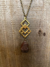 Load image into Gallery viewer, Coffee Moonstone Hammered Geometric Necklace
