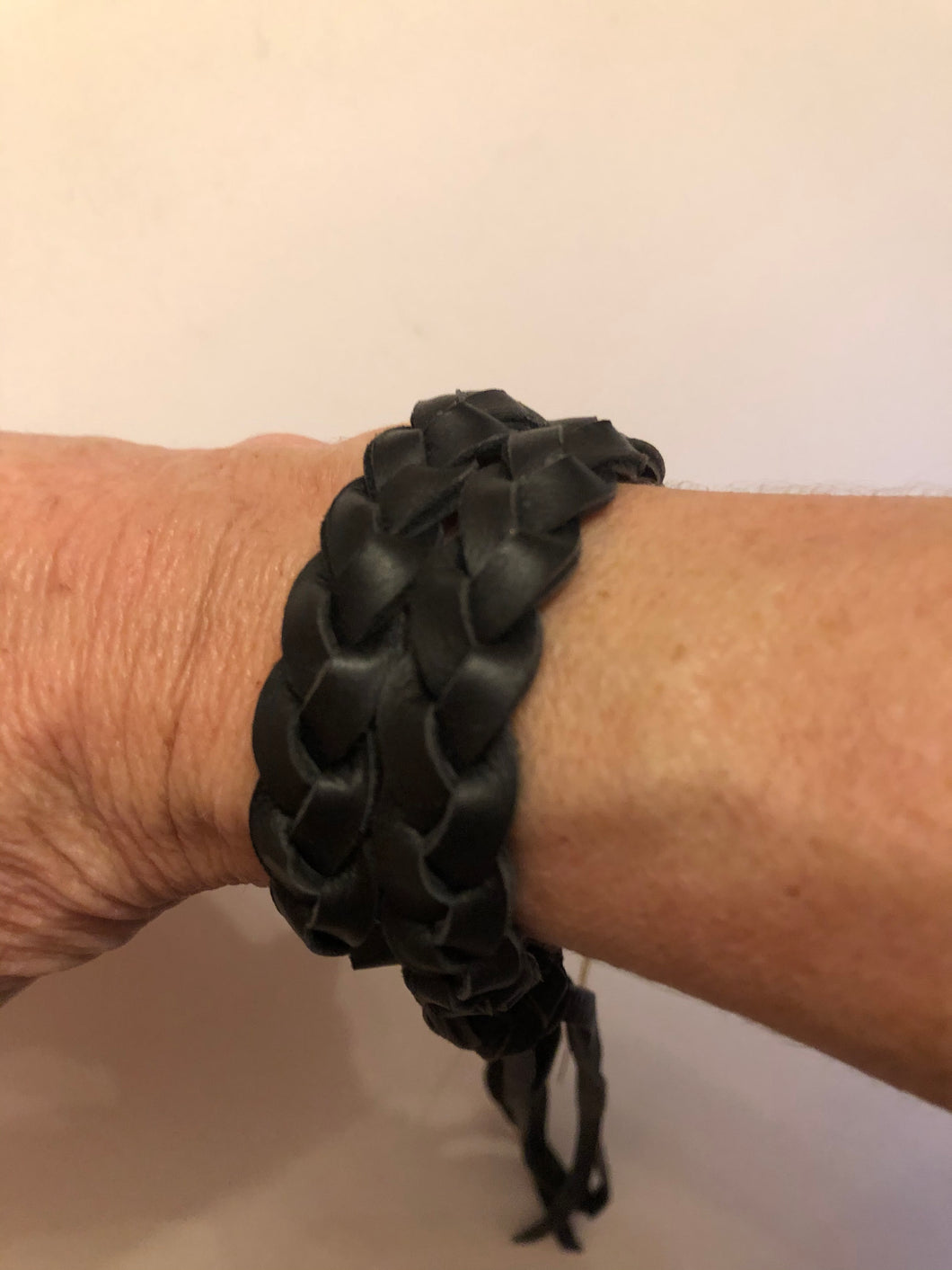 Braided Leather Double Wrap Bracelet With Fringe