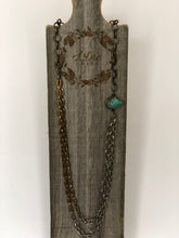 Load image into Gallery viewer, Mixed Metal Multi-Strand Vintage Chain with Turquoise Nugget
