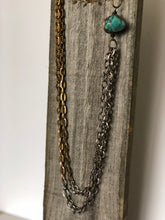 Load image into Gallery viewer, Mixed Metal Multi-Strand Vintage Chain with Turquoise Nugget
