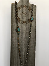 Load image into Gallery viewer, Turquoise Slab &amp; Mixed Metal Vintage Chain Necklace
