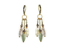 Load image into Gallery viewer, Mossy Agate &amp; Charcoal Crystal Earrings
