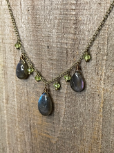 Load image into Gallery viewer, Smooth Labradorite &amp; Peridot Goddess Necklace
