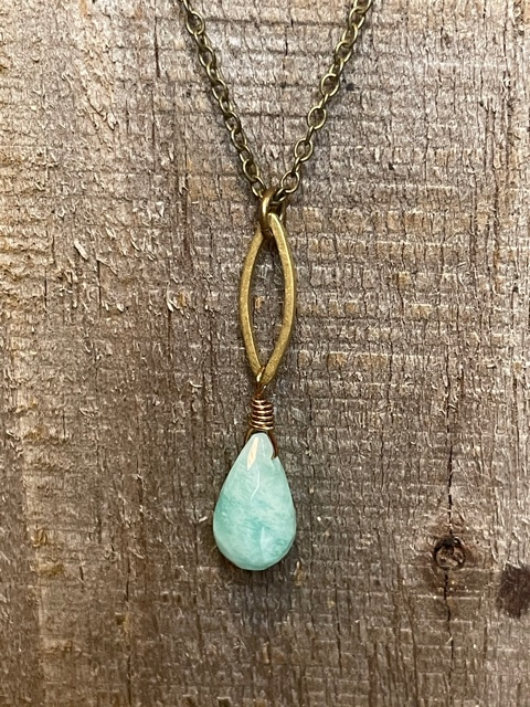 Amazonite Dainty Marquis Necklace