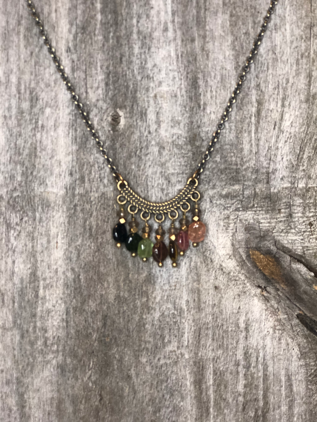 Soft Spectrum Watermelon Tourmaline & Smoky Quartz Necklace