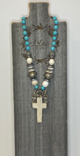 Load image into Gallery viewer, Turquoise &amp; Bone Cross Pendant
