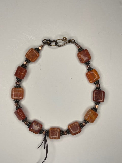 Spiderweb Carnelian Beaded Bracelet