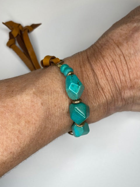 Turquoise & Leather Bracelet