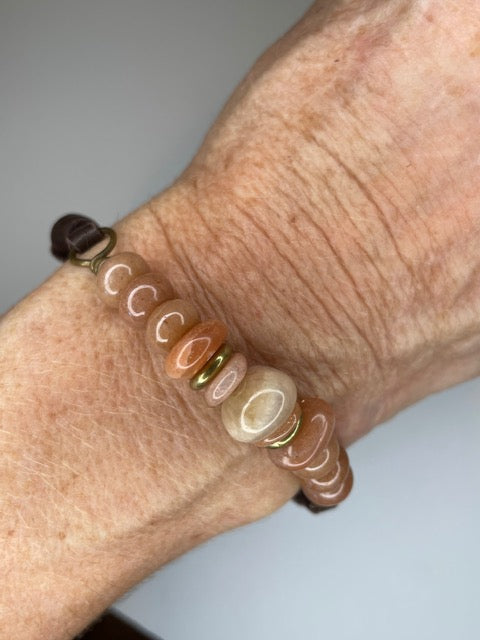 Sunstone & Leather Bracelet