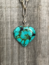 Load image into Gallery viewer, Vintage Silver Chain &amp; Turquoise Heart Necklace
