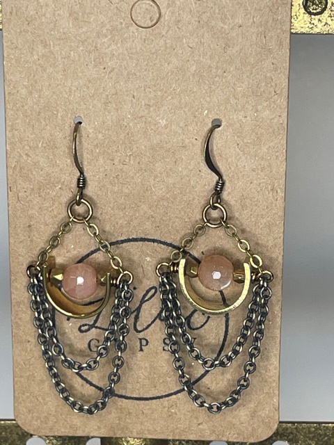 Pink Sunstone Drape Earrings