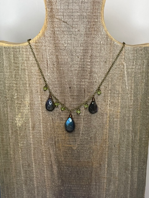 Smooth Labradorite & Peridot Goddess Necklace