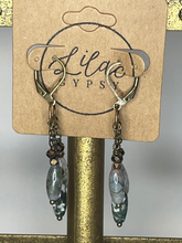 Load image into Gallery viewer, Mossy Agate &amp; Charcoal Crystal Earrings
