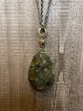 Load image into Gallery viewer, Labradorite &amp; Smoky Quartz Queen Triangle Chain Necklace
